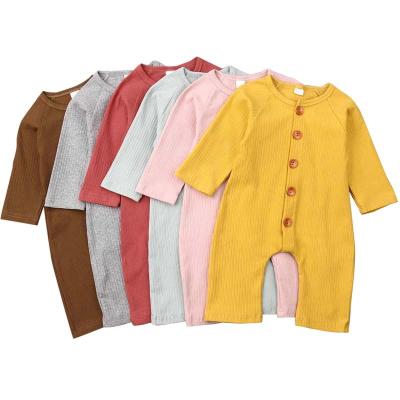 China 2022 Breathable Cotton Ribbed Baby Clothes Jumpsuit United Buckle Wholesale Boy Clothing Romper Kids Hot Selling Baby Boy Rompers for sale