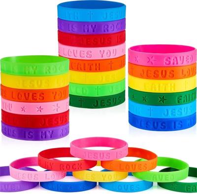 China Custom Factory Model Promotion Gifts Elastic Band Silicone Wristbands Decorative Embossed Silicone Wristbands With Logo for sale