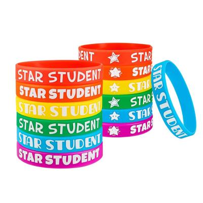 China Printed/Debossed/Embossed Rubber Wristband/Custom Design Hand Coloring Factory Custom Copy Debossed Pattern Silicone Kids Wristband Wristbands for sale