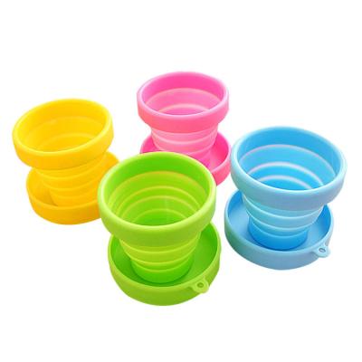 China Viable Custom Portable Retractable Folding Silicone Cup Lid Cute Universal Water Drinks Cup for sale