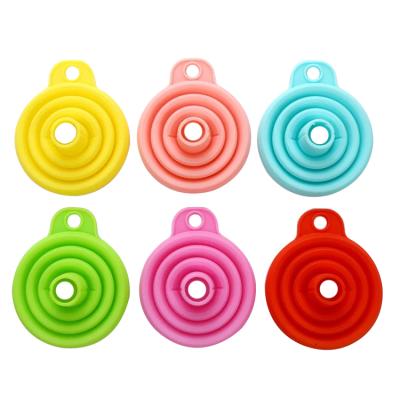 China Logo Existing Mold Food Grade Silicone Kitchen Viable Custom Liquid Transfer Tool Small Convenient Collapsible Funnel for sale