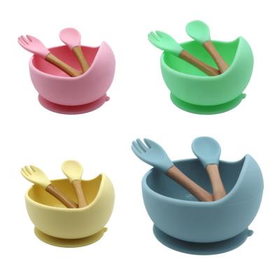 China BPA Free Factory Custom Wholesale Baby Food Silicone Suction Bowl Feeding Set And Spoon In Stock for sale