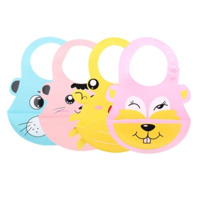 China Custom Hot Sale Antibacterial Shape Cute Animal Waterproof Silicone Pattern Amazon Bibs Set Silicone Baby Feeding Bib With Pouch for sale