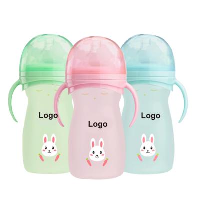 China BPA Free Custom Newborn Silicone Glass Milk Baby Bottles OEM / ODM With Protective Sleeve for sale