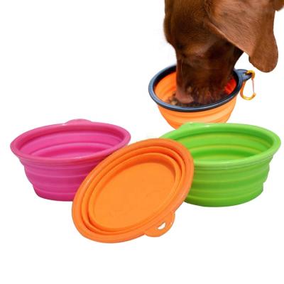 China Factory Custom Silicone Pet Portable Travel Waterproof Non-Slip Viable Collapsible Folding Dog Bowl for sale