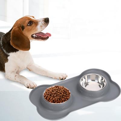 China Sustainable Factory Customized Non-Slip Waterproof Food Grade Silicone Dog Pet Food Feeding Mat Bowl for sale