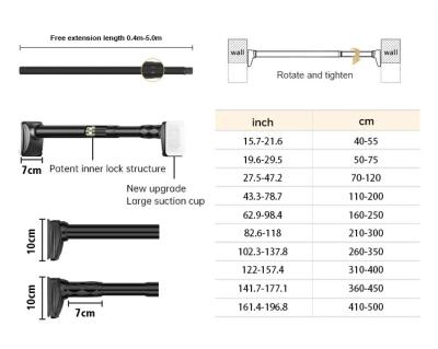 China Adjustable Length No Drill Modern Adjustable Stretch Bath Curtain Rods Door Window Curtain Pole Pole for sale