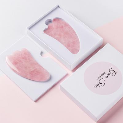 China Personal Skin Care Factory Wholesale Skin Care Tools Facial Massage Wing Shape Natural Jade Rose Quartz Gua Sha Stone for sale