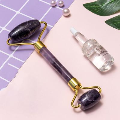 China Whitening Private Label OEM Amethyst Facial Roller Natual Stone Dreamy Purple Crystal Jade Roller for sale