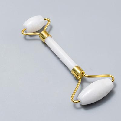 China Whitening Factory OEM Logo Facial Skincare Massage Tools 100% Natural Jade Stone White Crystal Jade Roller for sale