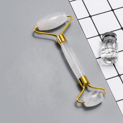 China Whitening Skincare Massage Tools Natural Jade Crystal Transparent Stone White Clear Jade Roller For Anti aging for sale