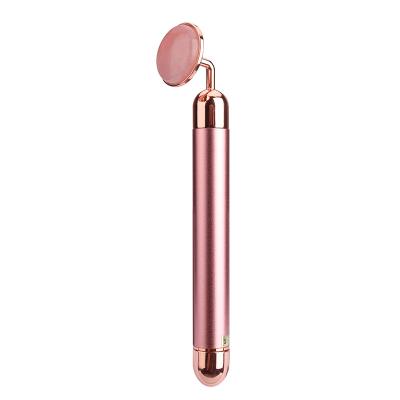 China Skincare Products' Absorb Factory Wholesale 100% Natural Jade Stone Rose Quartz Vibrator Facial Roller For Anti aging for sale