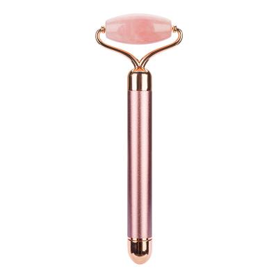 China Face Healthcare Massage Factory OEM Natural Jade Stone Rose Quartz Facial Roller 24K Beauty Bar For Anti aging for sale