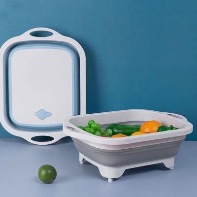 China Home Viable Multifunctional Plastic Folding Cutting Board Cutting Vegetable Fruit Wash Drain Folding Basket Cutting Plates Prep TU for sale