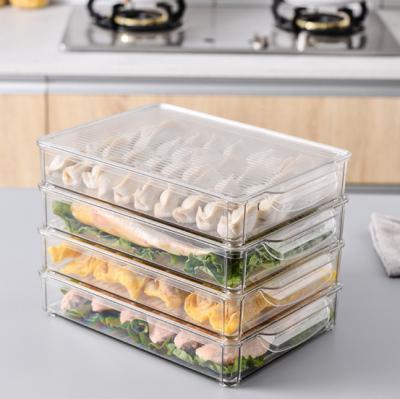 China Transparent Stackable Freshness Keeping Kitchen Fridge Organizer Food Storage Container Fridge Organizer Bins With Lids for sale