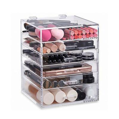 China 423651Large Capacity Clear Acrylic Makeup Boxes Dustproof Cover Storage Organizer For Make Up Cosmetic Cute Accessories for sale