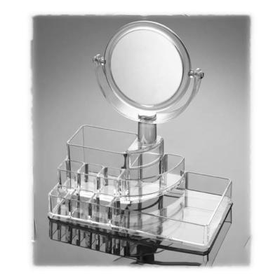 China WSJ 423479D Removable Acrylic Makeup Organizer Environmental Friendly Wholesale Acrylic Cosmetic Jewelry Storage With Mirror for sale