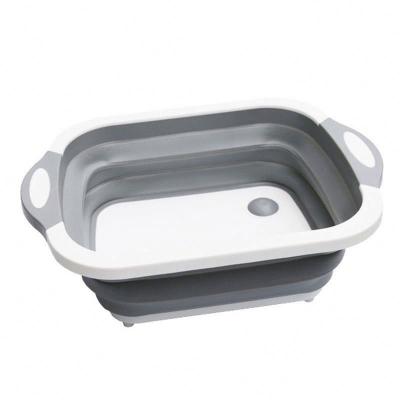 China WSJ 235749 Multifunctional Collapsible Chopper Household Drain Basket Sink Viable Three-in-One Silicone Kitchen Utensils For Sale for sale