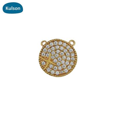 China 2020 Fashion TRENDY Vintage Brass Micro Pave Zircon Round Curve Plate Pendants Charms For Jewelry Make for sale