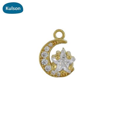 China New Trendy Trendy Raw Brass Zirconia Moon Star Pendants Charms For Jewelry Make for sale