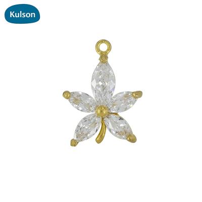 China Fashion TRENDY New Raw Brass Zircon Delicate Leaf Shaped Pendants Charms For Jewelry Make for sale