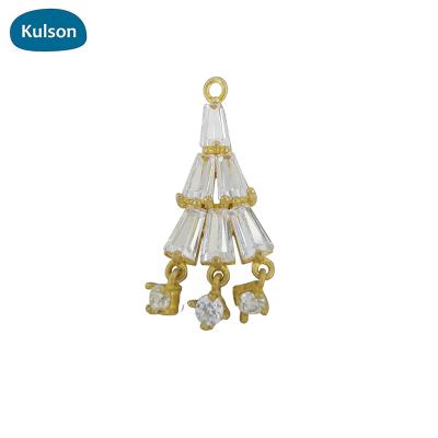 China 2020 New Designs TRENDY Raw Brass Zirconia Eiffel Tower Shaped Pendants Charms For Jewelry Making for sale