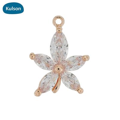 China TRENDY New Fashion Original Rose Gold Plated Brass Zircon Swirl Shaped Pendants Charms For Jewelry Make for sale