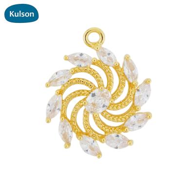 China New Fashion FASHION Original Gold Plated Zircon Brass Swirl Shaped Pendants Charms For Jewelry Make for sale