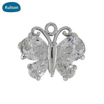 China FASHIONABLE 2020 Hot Sale Original Rhodium Plated Cute Brass Zircon Butterfly Pendants Charms For Jewelry Making for sale