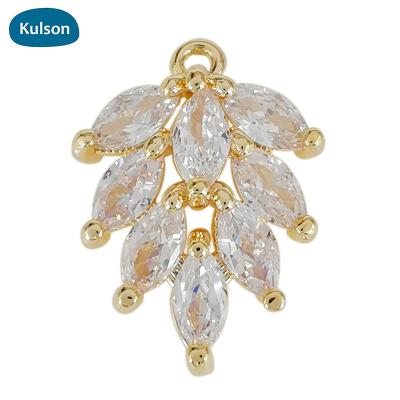 China TRENDY Trendy New Designs Original Gold Plated Brass Zircon Leaves Cluster Pendants Charms For Jewelry Make for sale