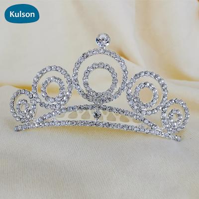 China New Zinc Alloy/Rhine Rhinestone Silver Plated Kids Rhinestone Wedding Crystal Bridal Princess Small Crown Mini Tiara Comb for sale