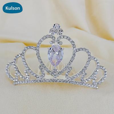 China Children silver plated zinc alloy/rhinestone fashion rhinestone princess bridal wedding crystal small crown mini tiara comb for sale