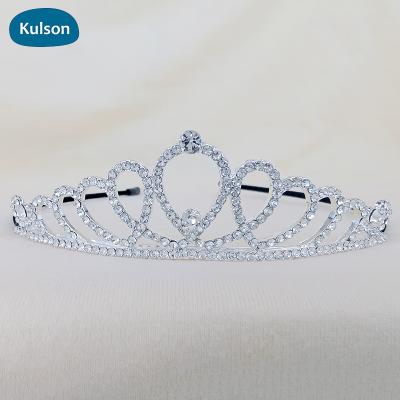 China Children silver plated zinc alloy/rhinestone faux stone bridal princess crystal zinc alloy wedding crown tiara for sale