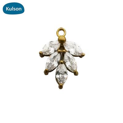 China Raw Brass Zircon Leaves Small Pendant PDT0008 for sale