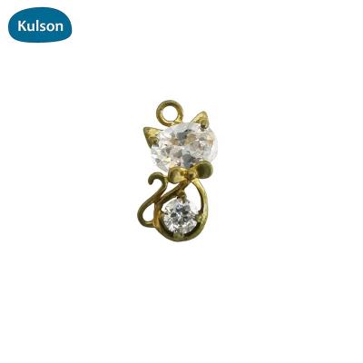 China Raw Brass Zircon Cat Designs Small Pendant PDT0096 for sale