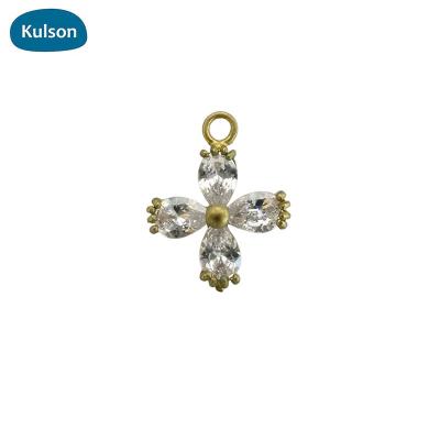 China Raw Brass Zircon Cross Designs Small Pendant PDT0117 for sale