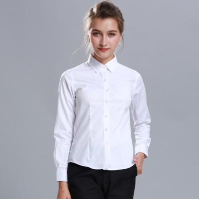 China Office Lady's Anti-pilling Shirt Custom Logo Shirt Dress Wholesale Polyester for sale