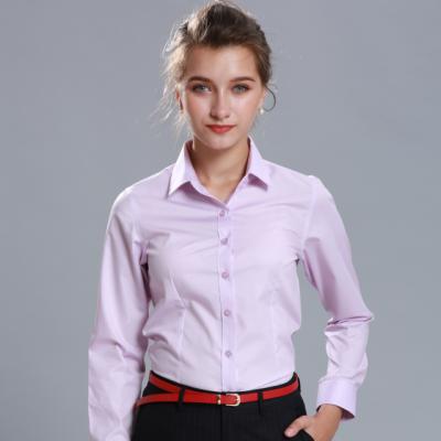 China Anti-Pilling Pink Shirt Women Work Uniform Shirts Factory Uniform for sale