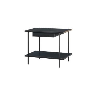 China Modern Black Melamine Metal KD Bedroom Night Stand Top Bedside Table for sale