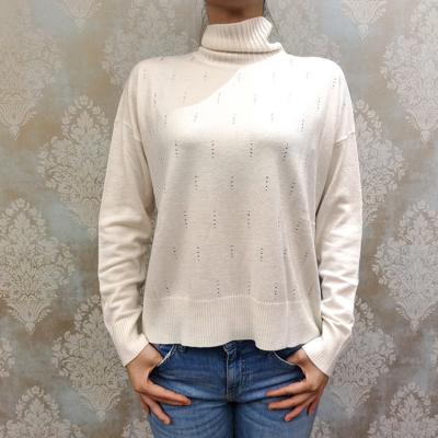 China Anti-wrinkle OEM new arrival sweater pullovers plus size sweaters for women black or white knitted women turtle neck sweater for sale