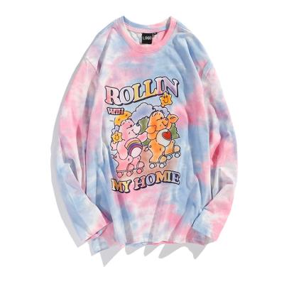 China Oversized Crewneck Sweatshirt Women Long Sleeve Tie Dye Sweatshirt Anti-pilling Female Cute Print Casual Pullover for sale