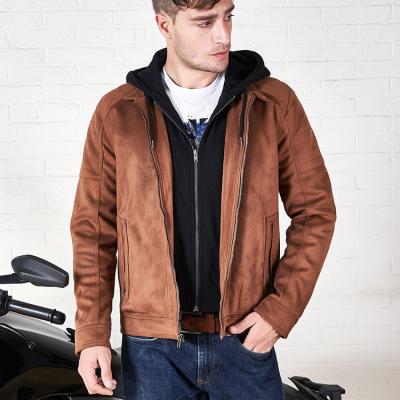 China Viable Wholesale Fashion Winter Bomber Suede Jacket Men Use Hooded Man Suede Leather Jacket for sale