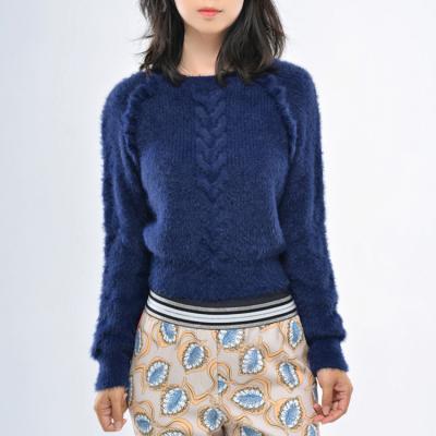 China Mink Velvet Fuzzy Sweaters Ladies Faux Short Round Neck Anti-wrinkle Casual Women's Sweater Knit Sweater for sale