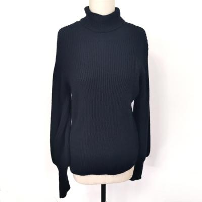 China Black Anti-wrinkle winter thick knitwear plus size turtle neck sweaters women 100% wool top knit sweater custom for sale