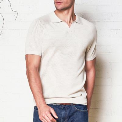 China Breathable 100% Cotton Mens Short Sleeve Sweater Polo Shirt Knit Polo Golf Shirt for sale