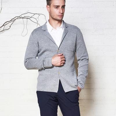 China Gray Color Knitted Cardigan For Men Soft Sweater Men Custom Anti-Wrinkle Gentleman Sweater Wholesale for sale