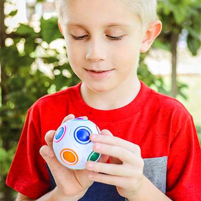 China Cartoon toy children's creative toy, rainbow luminous magic ball, puzzle game fingertip decompression adult cube for sale