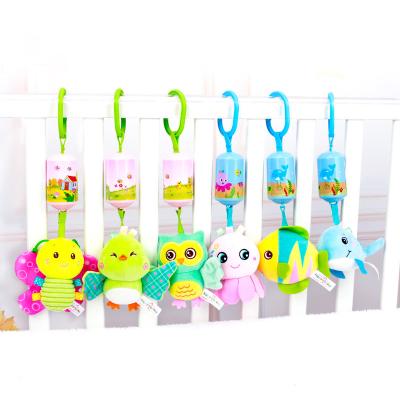 China New Stroller Children's Gift Miscellaneous Wind Chime Toy Fish Owl Octopus Bee Whale Bird Hanging Trumpet Stuffed Animal Toy With Bell for sale