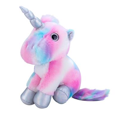 China 5 to 7 years old cute plush unicorn backpack, anime Leiningbo unicorn backpack plush doll, colorful unicorn backpack plush toys for sale