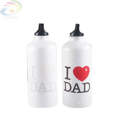 China Free Sample 600ml Viable Single Wall Color Changing Aluminum Metal Water Bottle BPA Large Sports Bottle With I Love You Design for sale